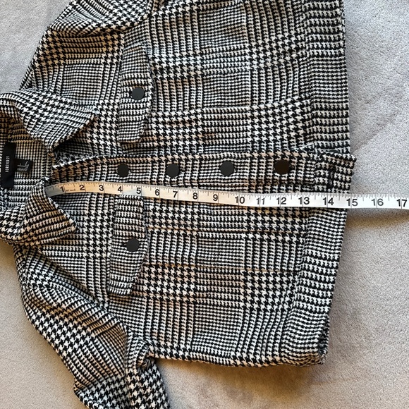 Cropped Plaid Jacket Small Black White Forever 21 Preppy Gossip Girl Y2K 90s - Picture 3 of 8